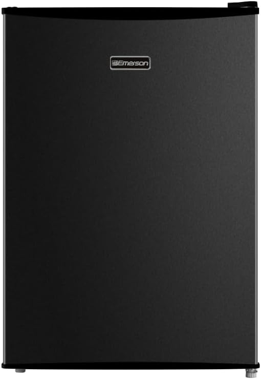 Emerson CR2700B-A Compact Refrigerator 2.7 Cu Ft, ENERGY STAR Mini Fridge with Adjustable Thermostat, Reversible Door, Glass Shelves, Manual Defrost, Black