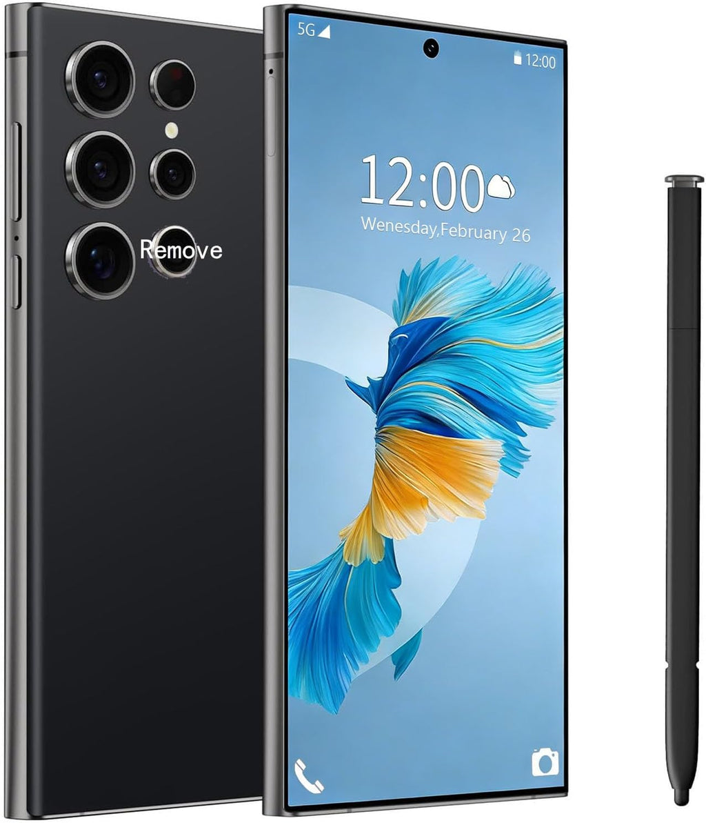 C24 Ultra Unlocked Phones, Android 14.0 Cell Phone, 6800mAh Battery Fast Charging Mobile Phone, 5G Smartphone, 8GB+256GB Dual SIM Dual Standby, Unlocked Phones with Tool Pen (Black)