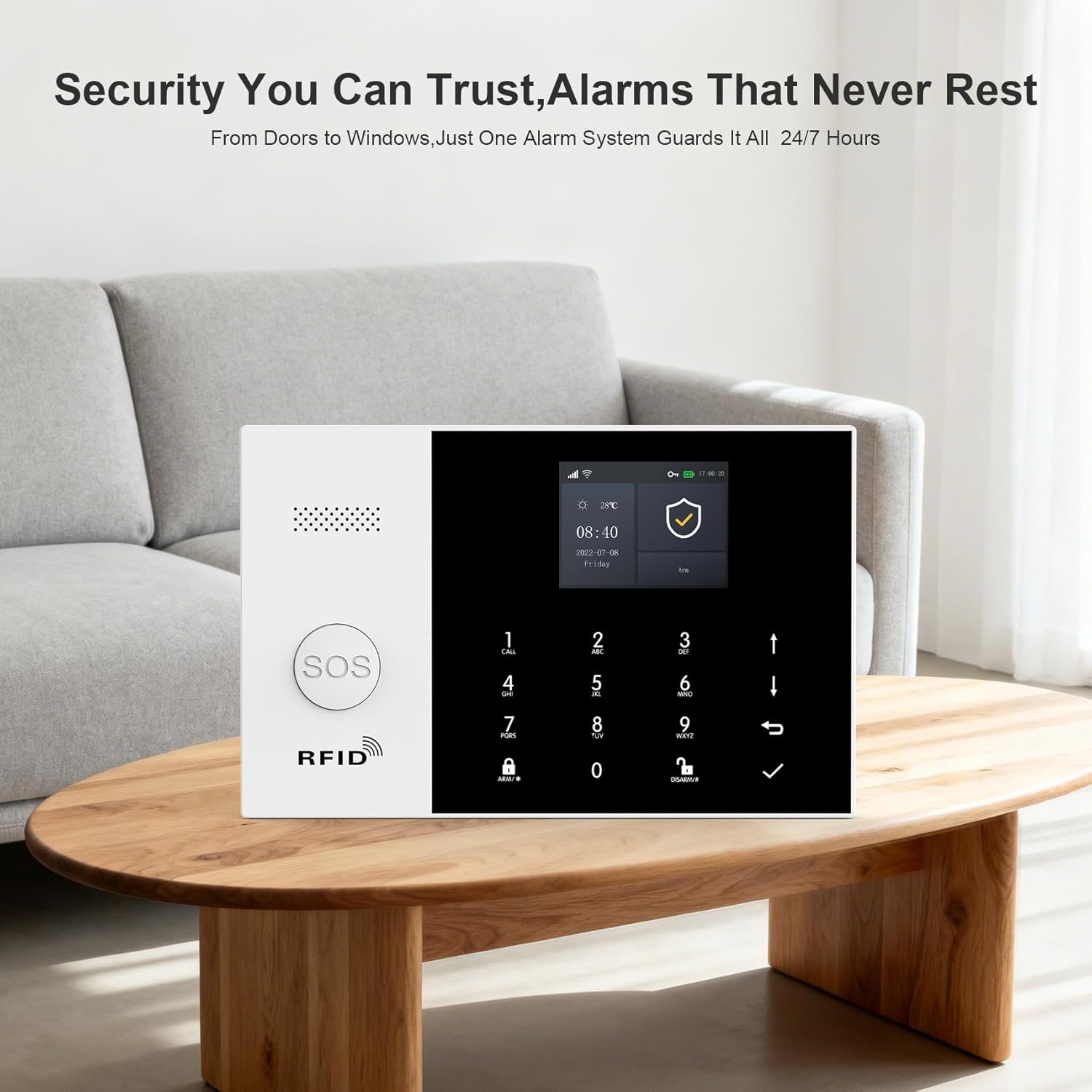 PGST Smart Home Security System,Wireless Home Alarm System with DIY Door Alarm Sensors,3MP HD Security Camera,4G GSM/Tuya App Instant Alerts,Work with Google and Alexa,No Monthly Fee