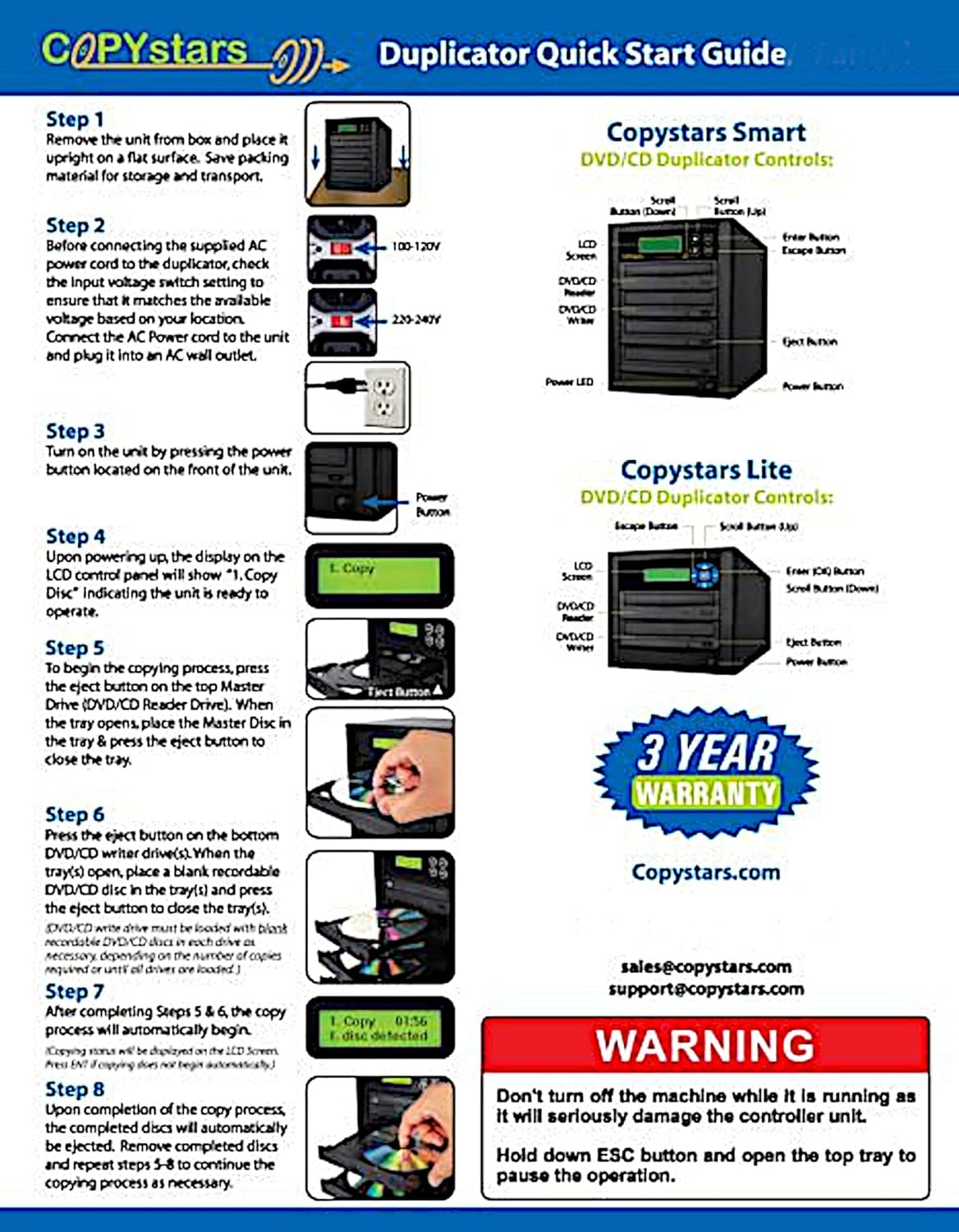 Copystars DVD Duplicator Sata CD-DVD Burner 24X 1 to 1 DVD Copier Duplicator Tower