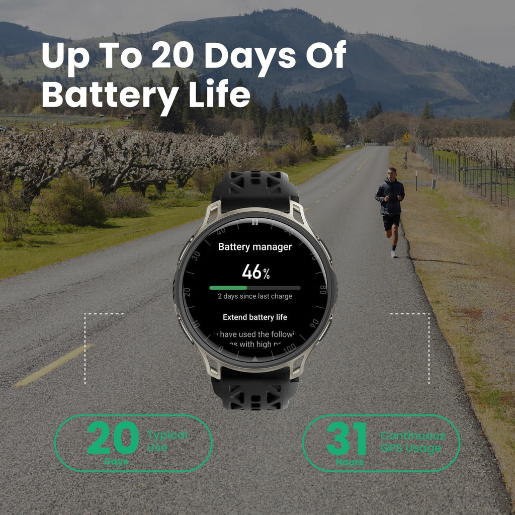 Amazfit Cheetah 2 Pro 48mm GPS Running Smartwatch, 1.32" AMOLED Display, Sapphire Glass, Ti Case, 32GB Storage, 20 Days of Battery, 5 ATM, Flashlight, Offline Maps, 170+ Sports for Android & iPhone