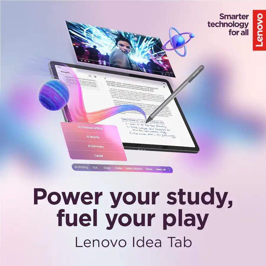 Lenovo Idea Tab 11" Tablet with Pen & Folio Case - Dimensity 6300 / 8GB RAM / 128 GB Storage/Android 15/2.5K / 90 Hz/Luna Grey