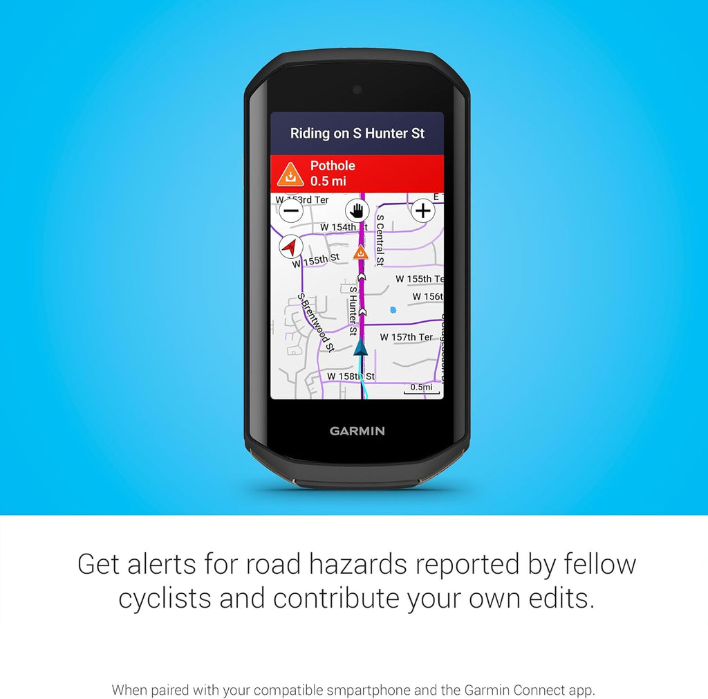 Garmin Edge® 1050, Premium Cycling Computer, Vivid Color Touchscreen Display, Built-in Speaker, Advanced Training and Group Ride Features, Road Hazard Alerts