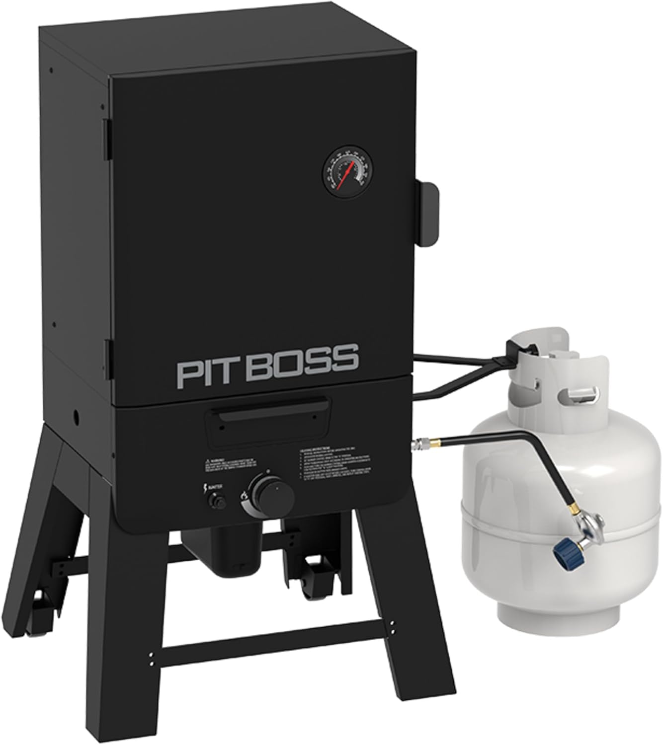 Pit Boss 30‑Inch Gas Vertical Smoker – 983 Sq. In. Cooking Surface, 12,500 BTU Dual‑Burner System, 100–300°F Temperature Range with Adjustable Racks & Wood Smoke Tray
