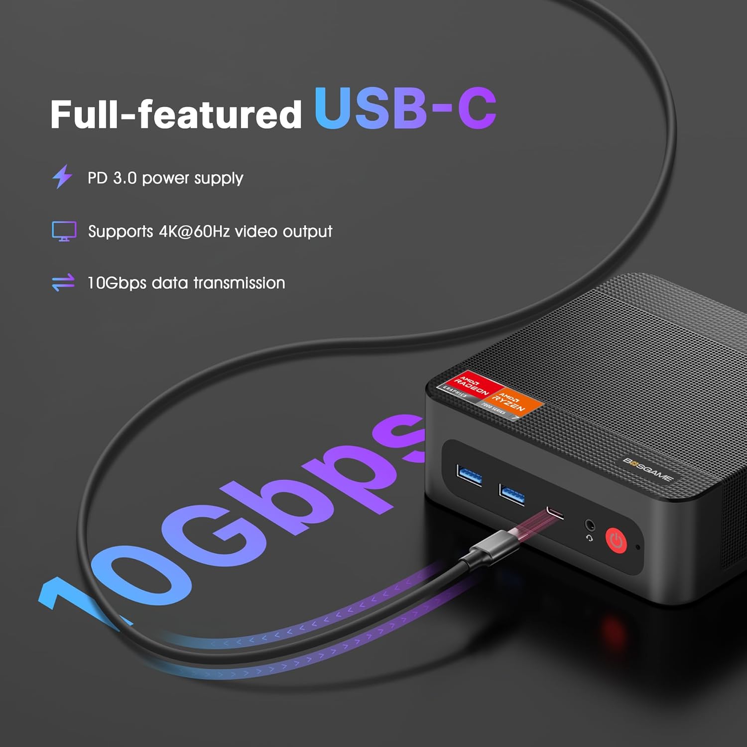 BOSGAME P4 Ultra Mini PC, AMD Ryzen 7 7730U (up to 4.5GHz), 16GB DDR4, 1TB PCIe SSD Mini Desktop Computer, Dual LAN 2.5G & Wi-Fi 6E & BT5.2, 4K Triple Display, for Home, Office, Gaming