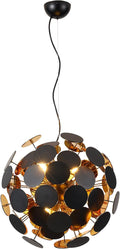 Art-Decor Modern Dandelion Chandeliers, Sputnik Firework Chandelier Light Fixture Pendant Lighting for Living Room Dining Room Bedroom Kitchen Shop, 6 Lights E12 Base, Black + Gold, ￠20”
