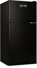 OSTBA Mini Fridge with Freezer - 3.2 Cu.ft 2-Door Upright Freezer, Compact Refrigerator with 2 Removable Shelves 7 Level Adjustable Thermostat, Removable Shelves for Bedroom Office Apartment, Black