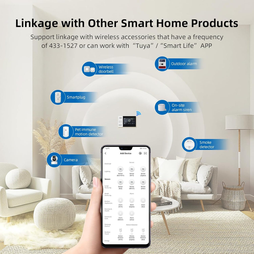 Alarm System for Home Security with Camera, Wireless Security System with 4.3' Wireless fulltouch Screen Compatible with Alexa and Google for Home, Flat