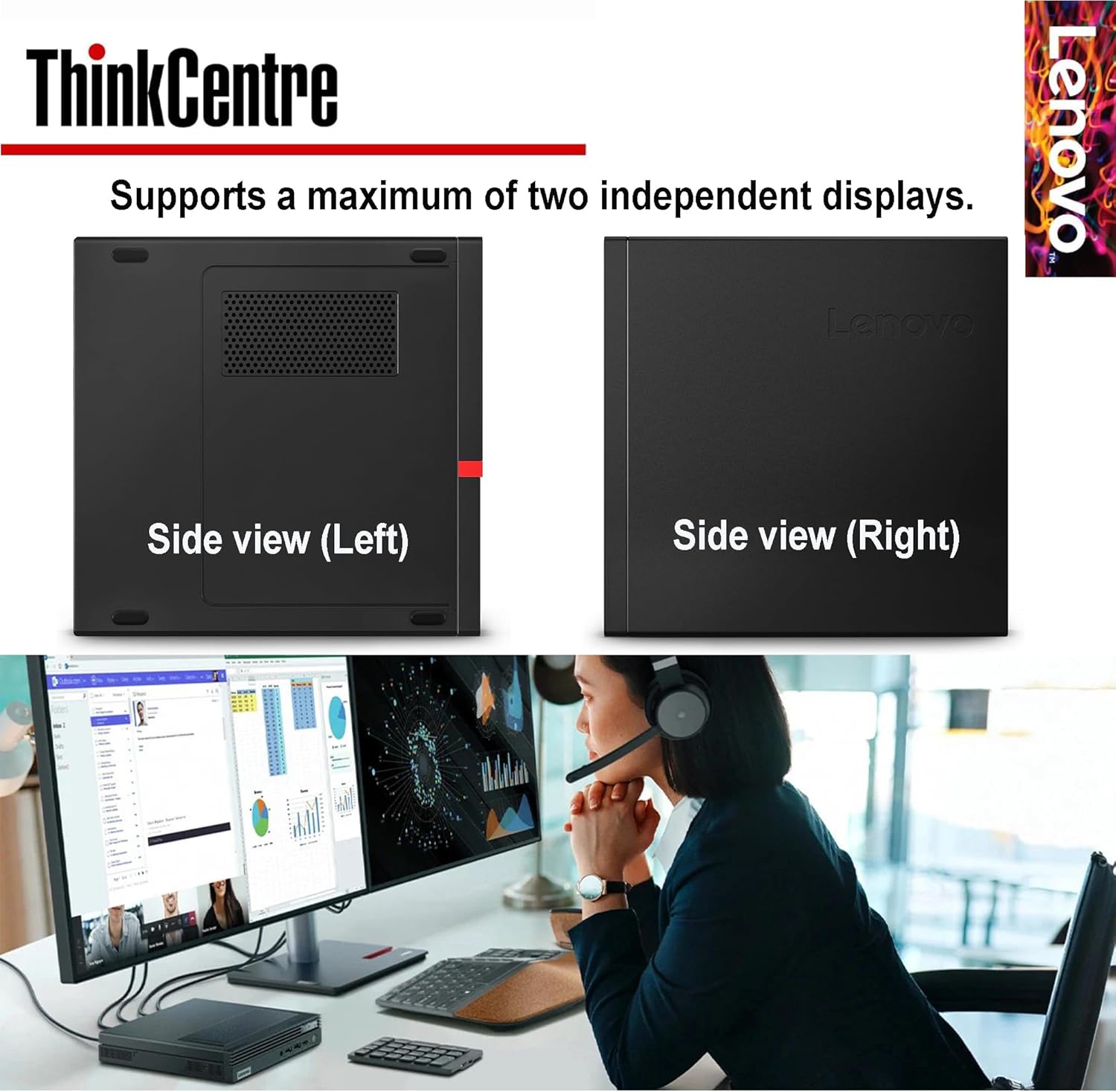 Lenovo Business Mini Desktop PC, AMD Processor, 8GB RAM, 128GB SSD, Dual Display Support, Wi-Fi, Bluetooth, USB & Ethernet Port, Windows 11 Pro, Compact, Quiet, and Space-Saving, w/Keyboard & Mouse