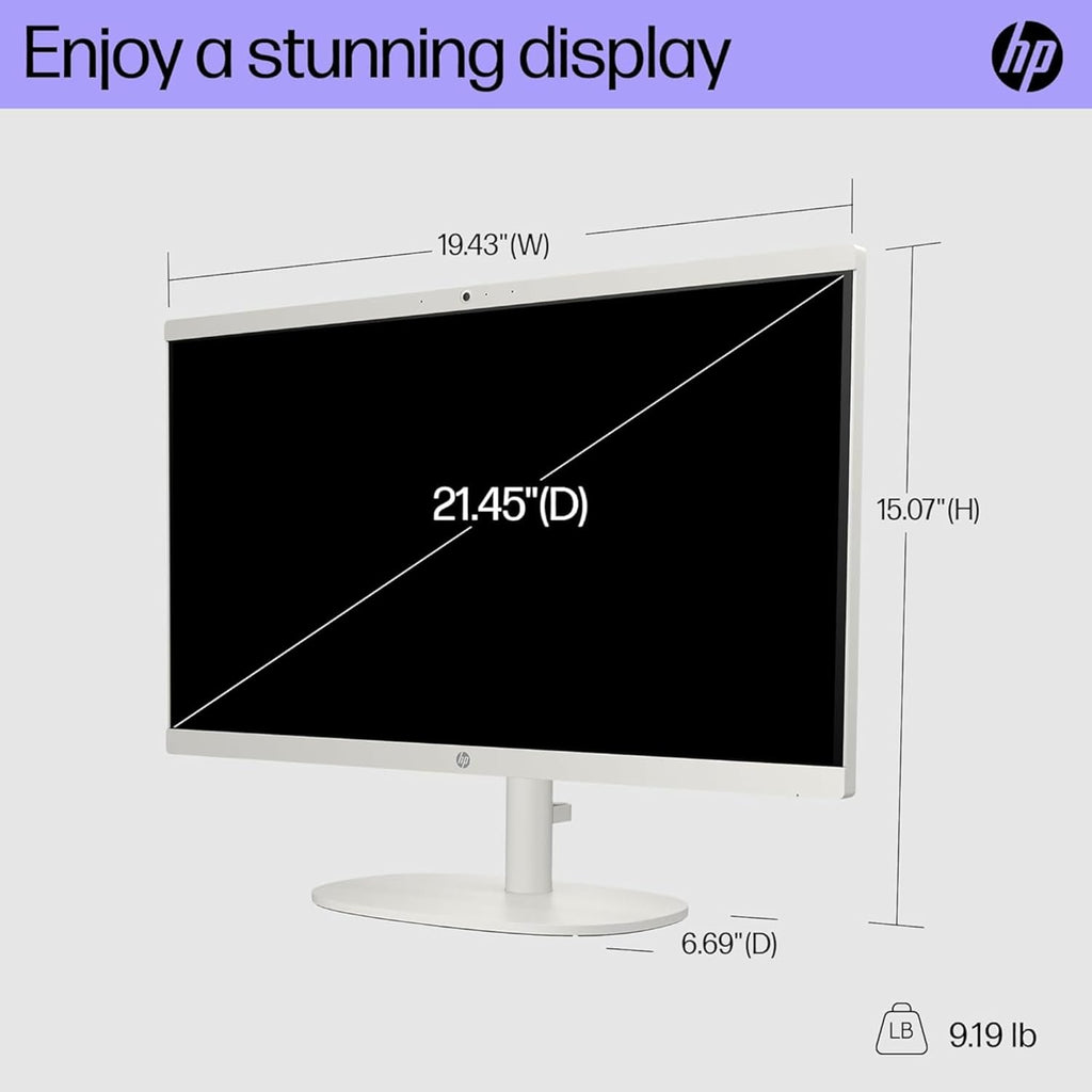HP 22" All-in-One Desktop PC • Full HD Display • 16GB RAM • 1TB Storage (512GB SSD and 512GB External) • Intel Ultra-efficient Processor • Type-C • Mouse and Keyboard Included