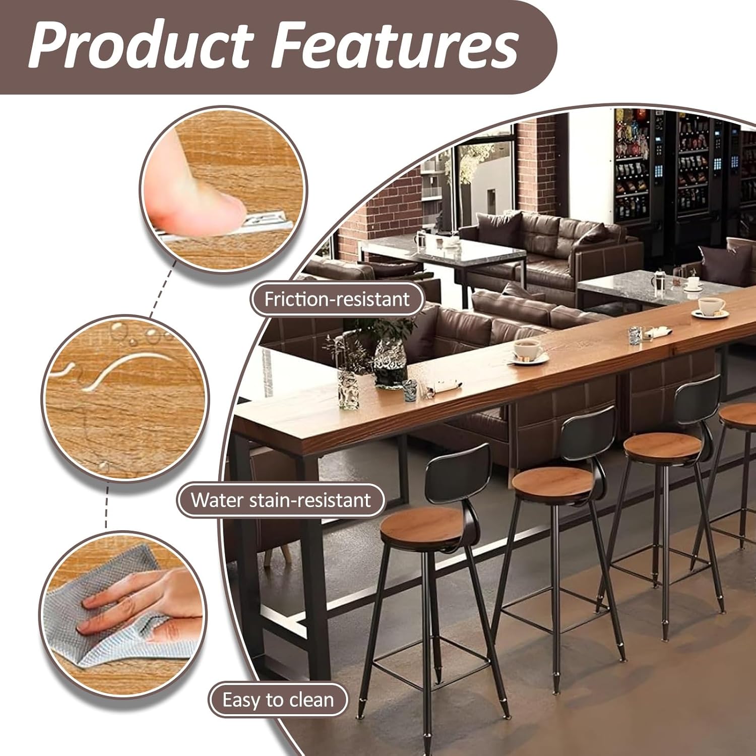 Farmhouse 70.9“ Modern Solid Wood Bar Table - Industrial Dining Room Bar Table, Rectangle Counter Height Dining Table Long Table for Kitchen Coffee Shop,No Stool