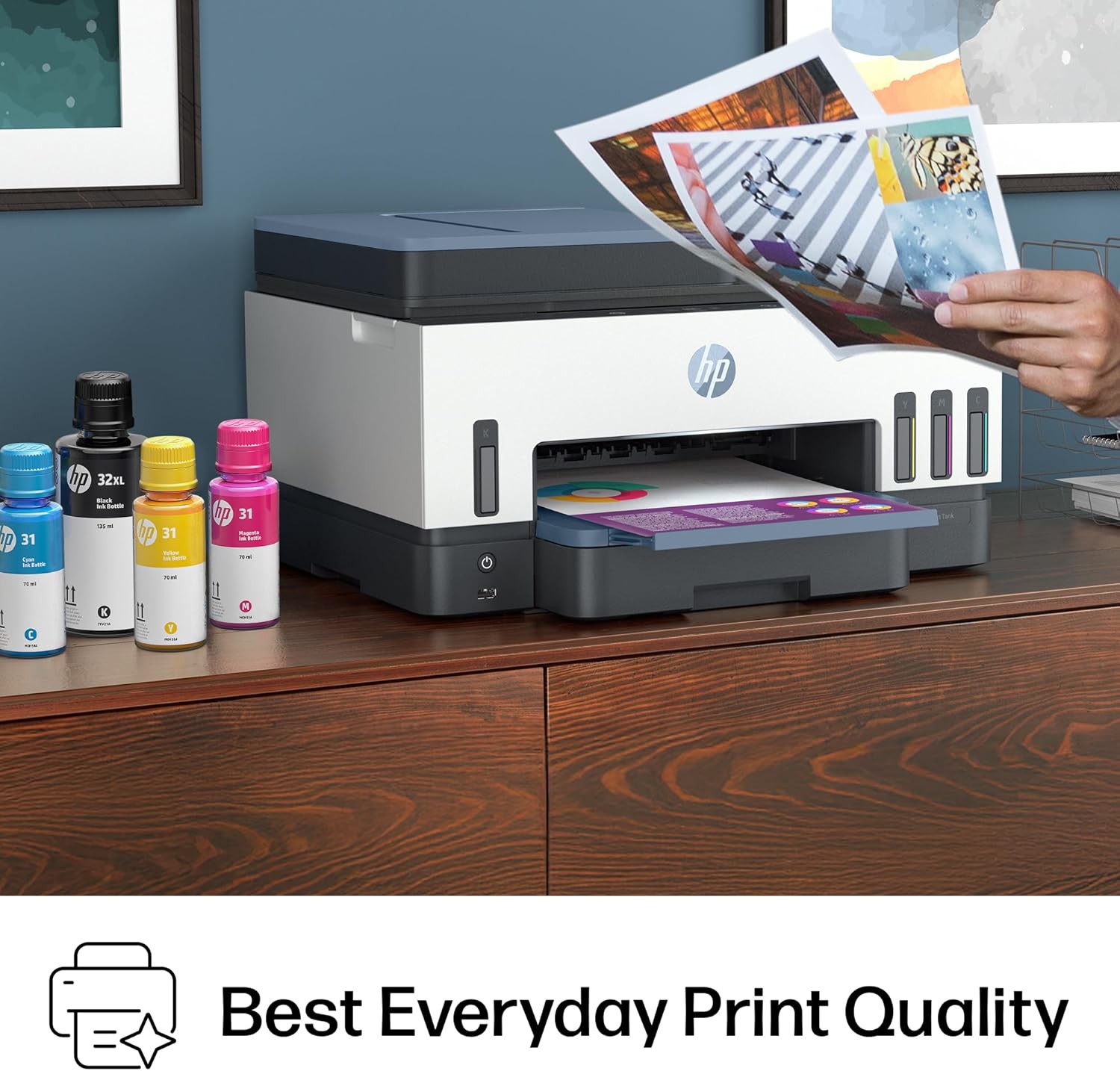 HP Smart Tank 7602 Wireless All-in-One Ink Tank Printer, Scanner, Copier with 2 Years of Ink Included, Best-for-Home Office, Cartridge-Free Refillable, AI-Enabled (28B98A)
