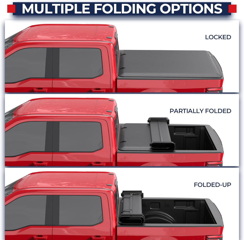 MOSTPLUS 5.5FT Quad Fold Soft Truck Bed Tonneau Cover On Top Compatible for Ford F150 2015-2025 2026 F-150 Bed Fourth Fold Styleside Bed Cover 67Inch