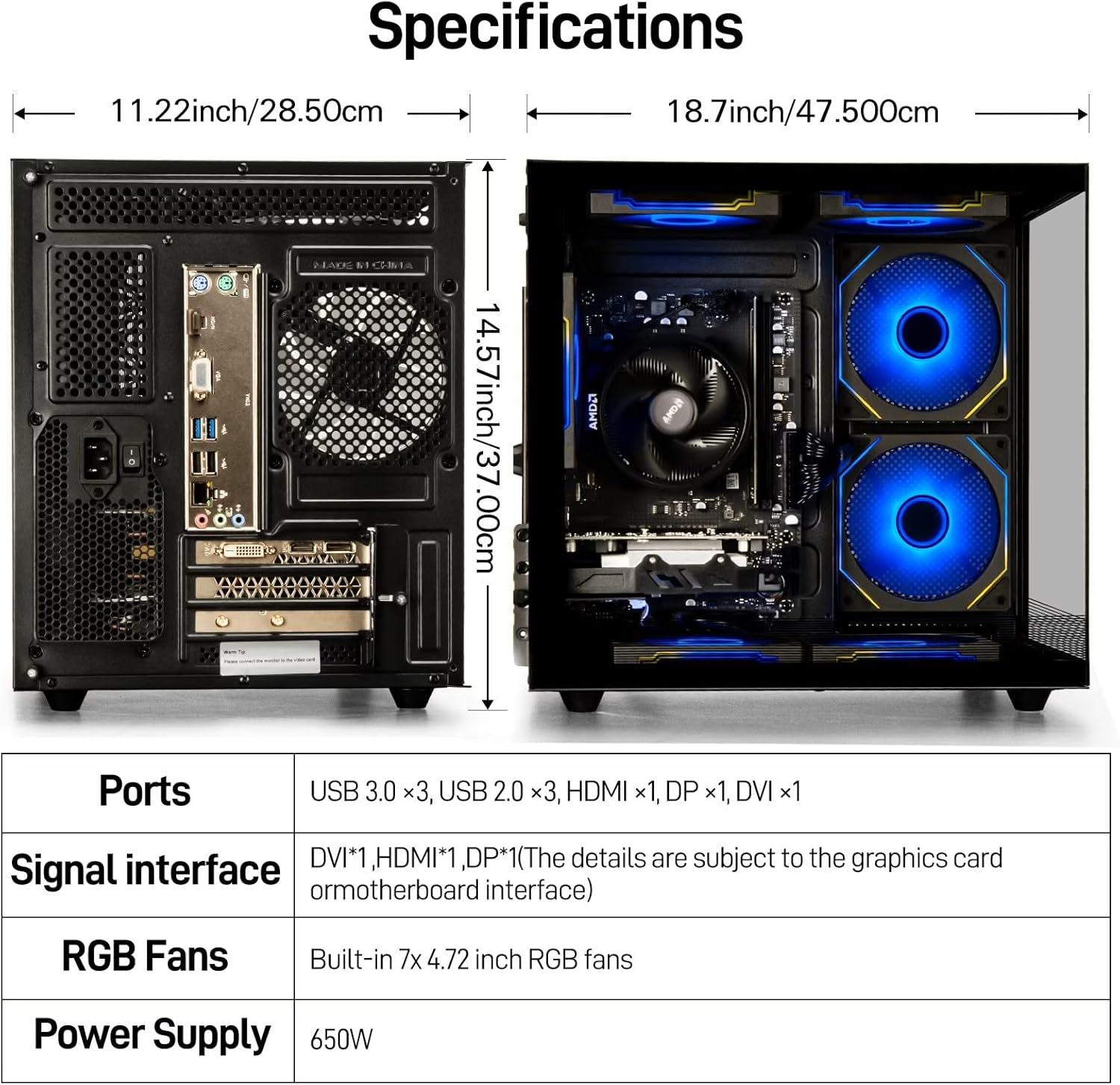 suevery Prebuilt Gaming Desktop Computer 16G Memory 512G SSD Ryzen5 6Cores 3.6G Up to 4.1G 4G Graphics Card WiFi 6 Bundle Gamer Tower Streaming PC (Black, Ryzen5-16G-512G-RX560 4G)