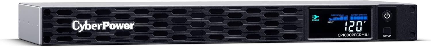 CyberPower CP500PFCRM1U PFC Sinewave UPS Battery Backup and Surge Protector, 500VA/300W, 6 Outlets, AVR, 1U Rackmount, UL Certified
