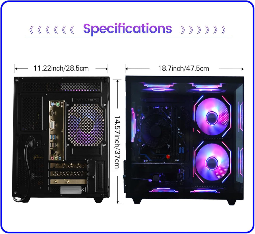 suevery Prebuilt Gaming PC Desktop, Ryzen 5 6-Core 3.6GHz Up to 4.1GHz | 16GB DDR4 RAM | 512G SSD | RX 560 4G Graphics Card | Wi-Fi 6, Gamer Computer Tower for Home Office, Black