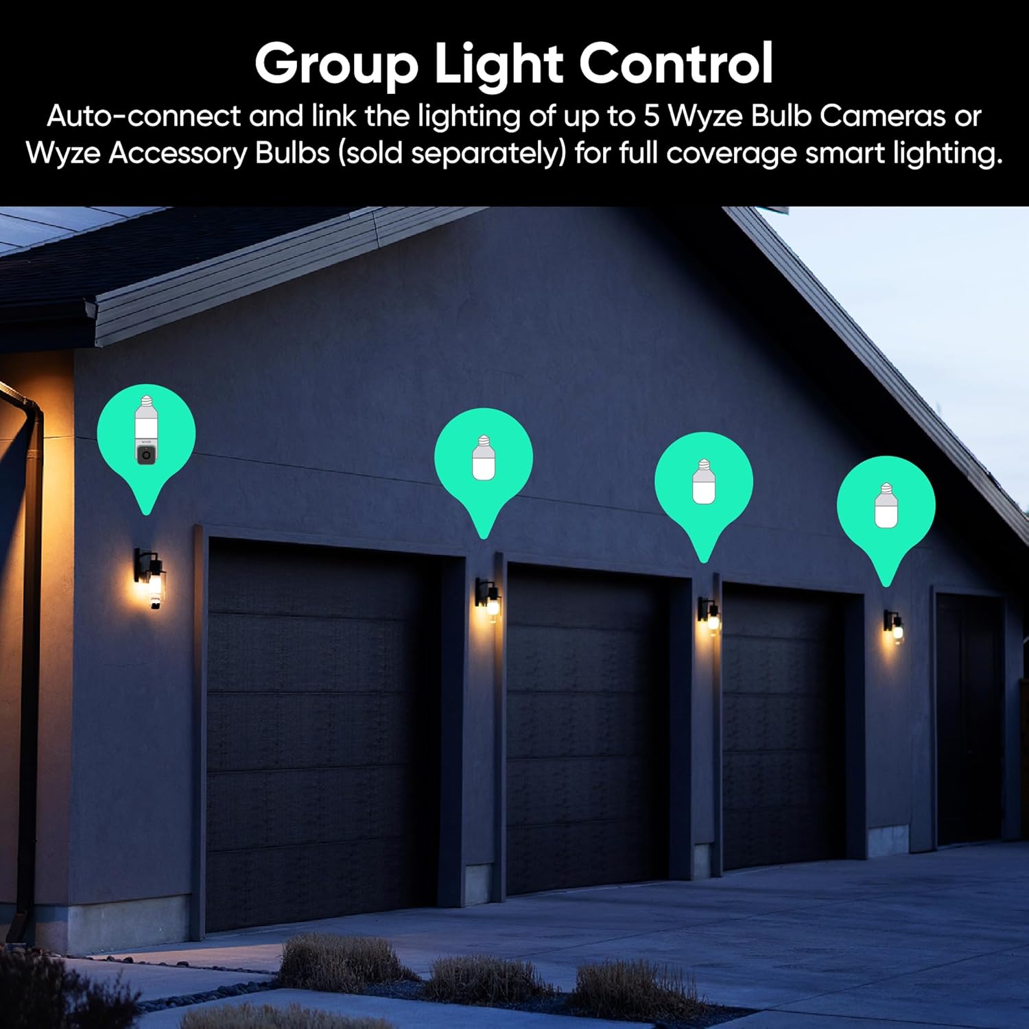 WYZE Bulb Cam Security Camera, 2K HD Outdoor Light Bulb Camera, Color Night Vision, Dimmable LED Bulb, Motion Detection, Siren Alarm, Works w/Alexa/Google Assistant (2 Pack)