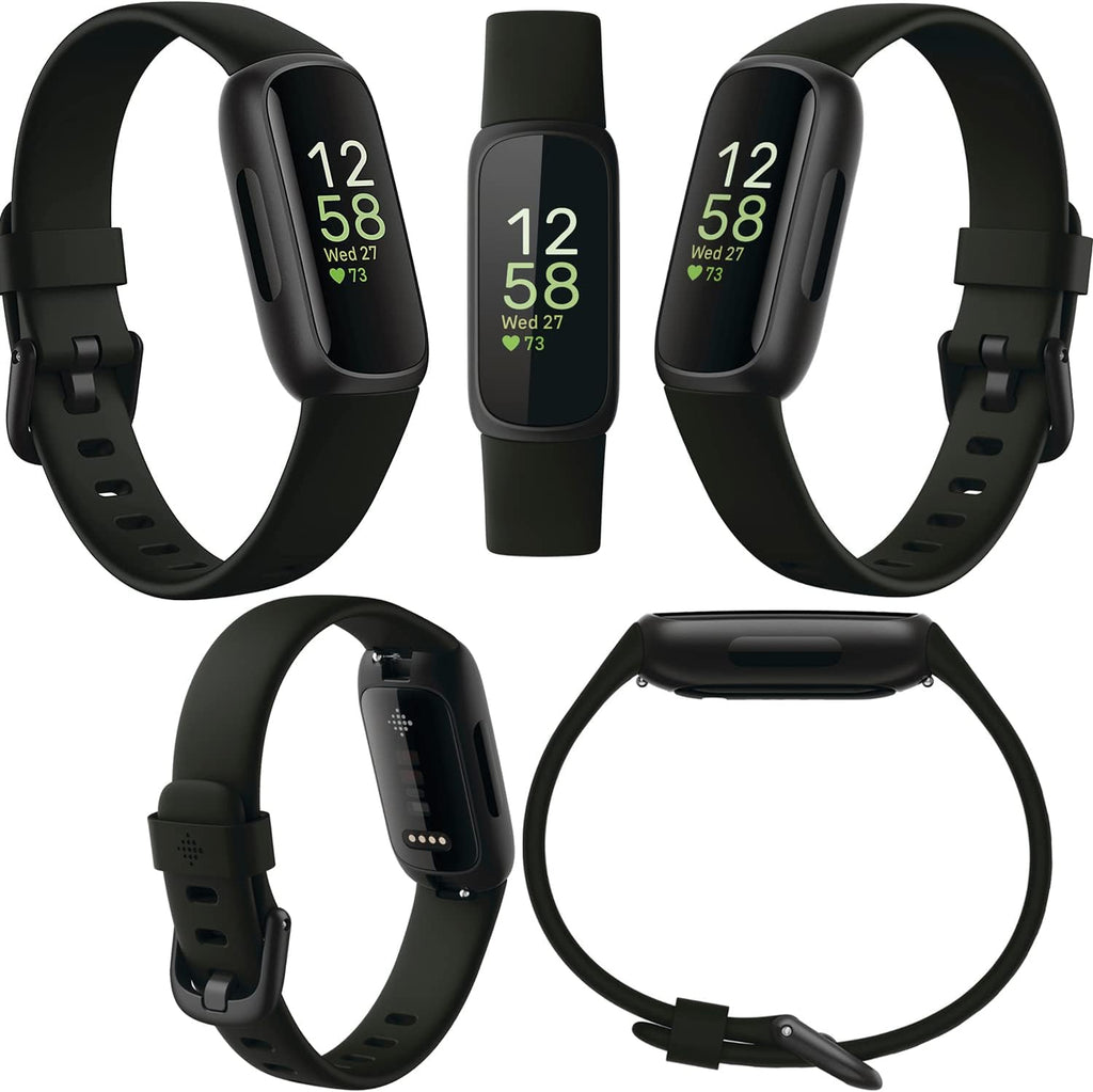 Fitbit Inspire 3 Health & Fitness Activity Tracker (Black) with Workout Intensity, Sleep Tracking, Heart Rate, S & L Bands, 3.3foot Charging Cable, Wall Adapter, Screen Protectors & PremGear Cloth