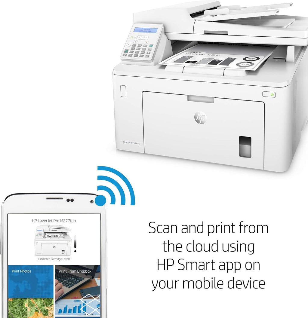 HP Laserjet Pro M227fdn All-in-One Monochrome Laser Printer with Auto Two-Sided Printing, Mobile Printing, Fax & Built-in Ethernet, Amazon Dash Replenishment Ready (G3Q79A) (Renewed)