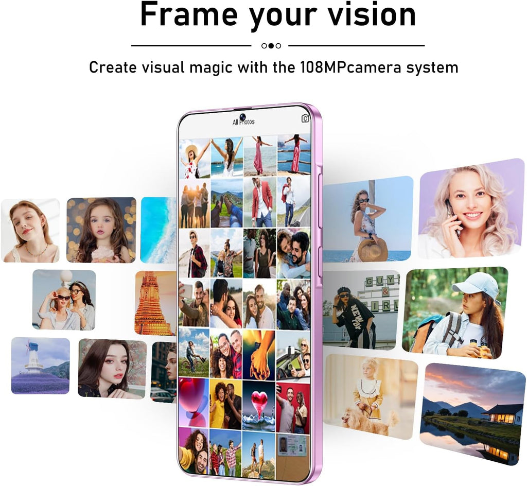 I25 Ultra Unlocked Smartphone, 12GB RAM 512GB ROM, HD Display, 48MP+108MP Camera, Android 15, 6800mAh Battery, 5G Dual SIM, Octa-Core Snapdragon 8 Gen3 (Pink)