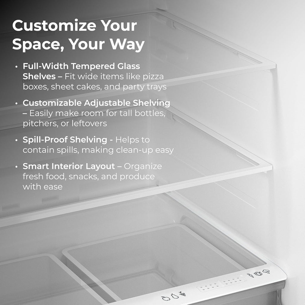 Kenmore 33" Top Mount Refrigerator with Freezer - Adjustable Shelving, Humidity-Controlled Crispers, Optional Ice Maker, LED Lighting, ENERGY STAR Certified, 25 cu. ft. Capacity - White