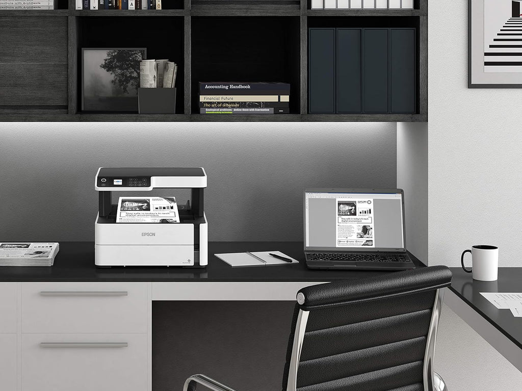 Epson EcoTank ET-M2170 Wireless Monochrome All-in-One Supertank Printer with Ethernet PLUS 2 Years of Unlimited Ink*,White
