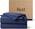 REST® Evercool®+ Cooling Sheet Set, King Size, Midnight Blue, Breathable Bed Sheets for Hot Sleeper and Night Sweats, with Pillowcases, with Ionic+ Self-Cleaning Silver Yarn for Sensitive Skin, 4PCS