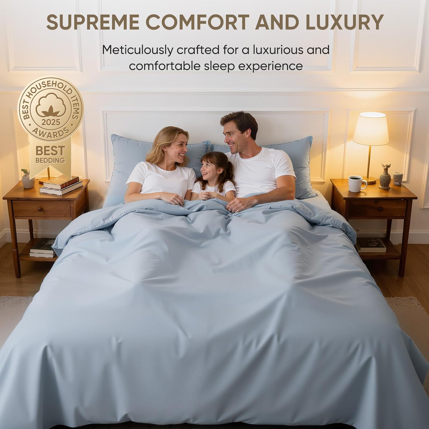 TWK 1200 Thread Count 100% Egyptian Cotton Sheets Bed Set,Thickness,Long-Lasting Durability,Resists Pilling,Deep Pocket Up to 18",with a Laundry Bag (French Blue, King)