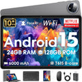 Android 15 Tablet 10 inch, 24GB RAM 128 ROM, Tablets with Keyboard Case Mouse Stylus, 1TB Expandable,Octa-Core 6000mAh 1280x800 IPS HD, WiFi, T615 CPU, High Performance, Processor, Dual Camera (Gray)