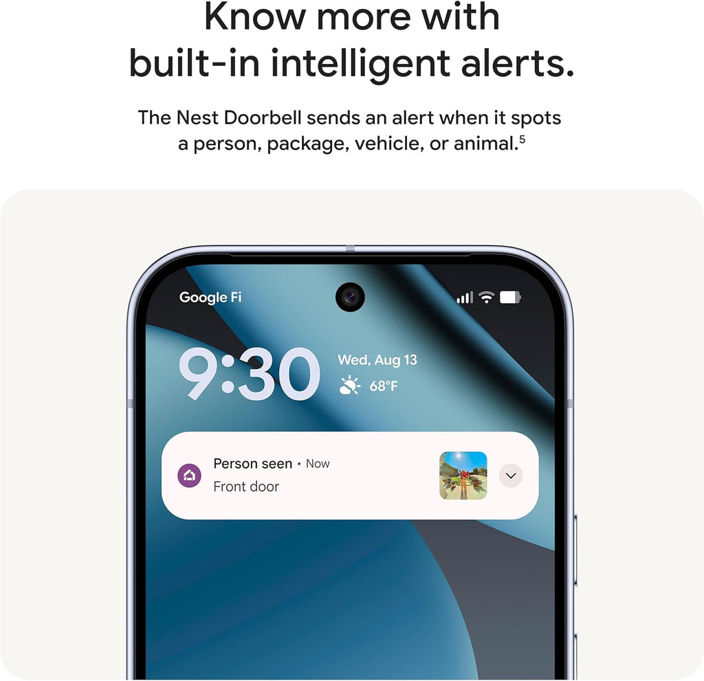 Google Nest Doorbell (Wired, 3rd Gen) - 2K Video and Gemini, Live View, Night Vision, 2-Way Audio - Works with Google Home - 2025 Model - Hazel