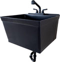 JS Jackson Supplies Tehila Black Wall-Mounted Utility Sink Tub Kit with Matte Black Finish Pullout Faucet, Wall-Mounted Utility Tub with Wall Bracket for Laundry Room, Garage, Workshop