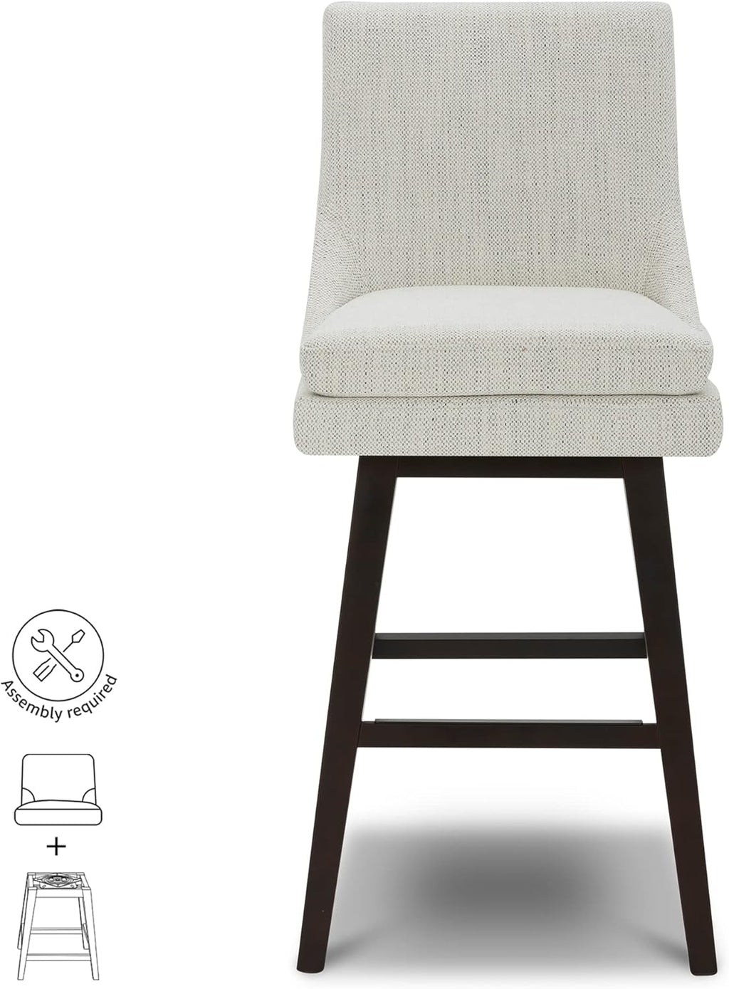 CHITA Bar Height Swivel Barstool with Back Set of 2, FSC Certified Upholstered Bar Stool, 30.7" H Seat Height, Fabric in Ivory