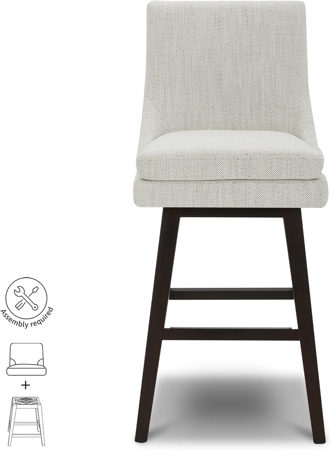 CHITA Bar Height Swivel Barstool with Back Set of 2, FSC Certified Upholstered Bar Stool, 30.7" H Seat Height, Fabric in Ivory