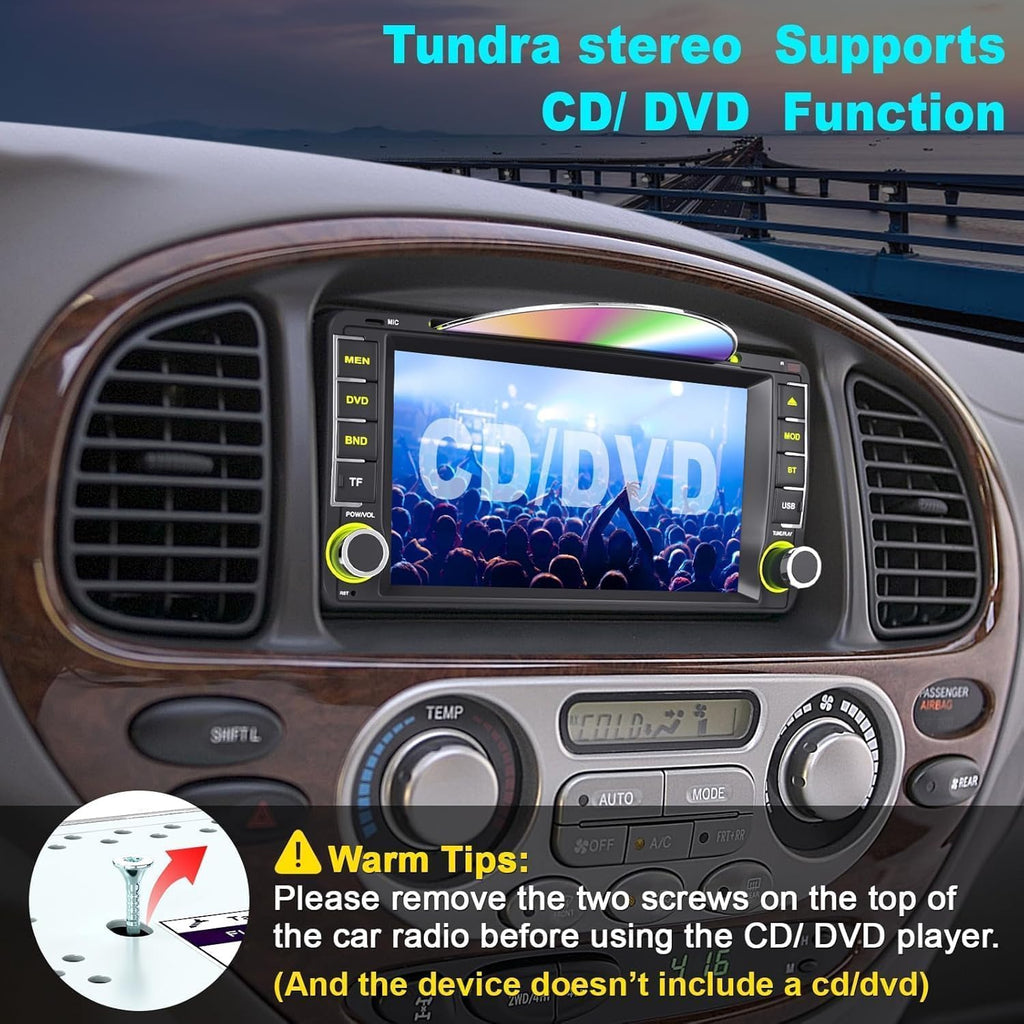 7-Inch Car Stereo with CD/DVD Player for Toyota 4Runner (2003-2009), Tundra (2003-2006), Sequoia (2003-2007), CarPlay & Android Auto, Bluetooth, FM Radio
