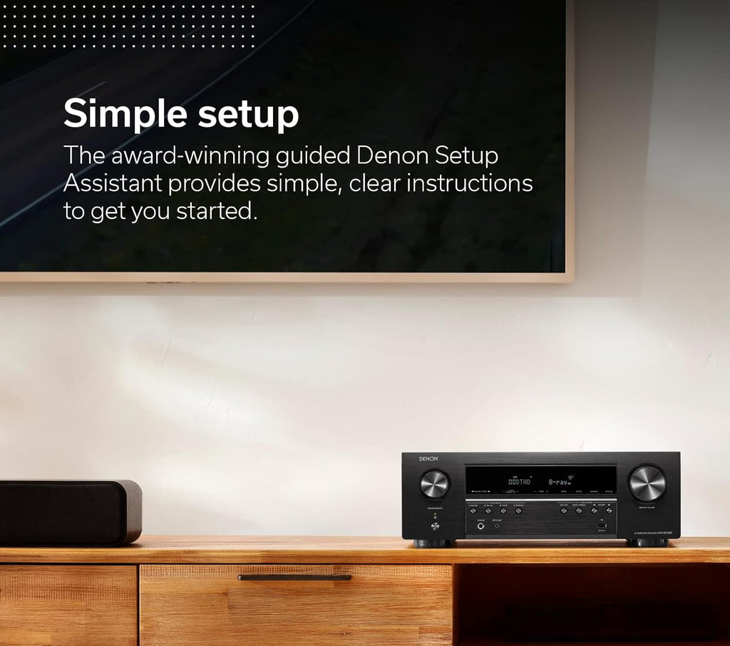 Denon AVR-S570BT AV Receiver 5.2 Channel 8K Ultra HD Audio & Video, Stereo Receivers, Denon AVR Wireless Streaming Bluetooth, (4) 8K HDMI Inputs, eARC, HD Setup Assistant