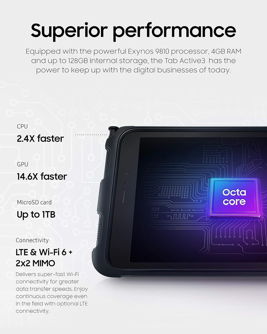 Samsung Galaxy Tab Active3 Enterprise Edition 8” Rugged Multi Purpose Tablet |64GB & WiFi & LTE (Unlocked) | Biometric Security (SM-T577UZKDN14), Black (Renewed)