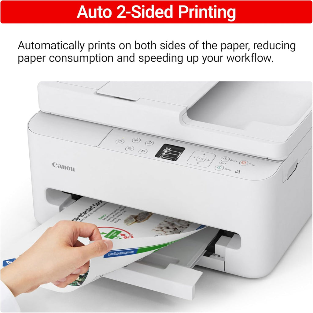 Canon PIXMA TR7120 Wireless Color Inkjet Printer for Duplex Printing, White – Home Printer with Copier/Scanner, Auto Document Feeder, Compact Design, Intuitive Control Panel