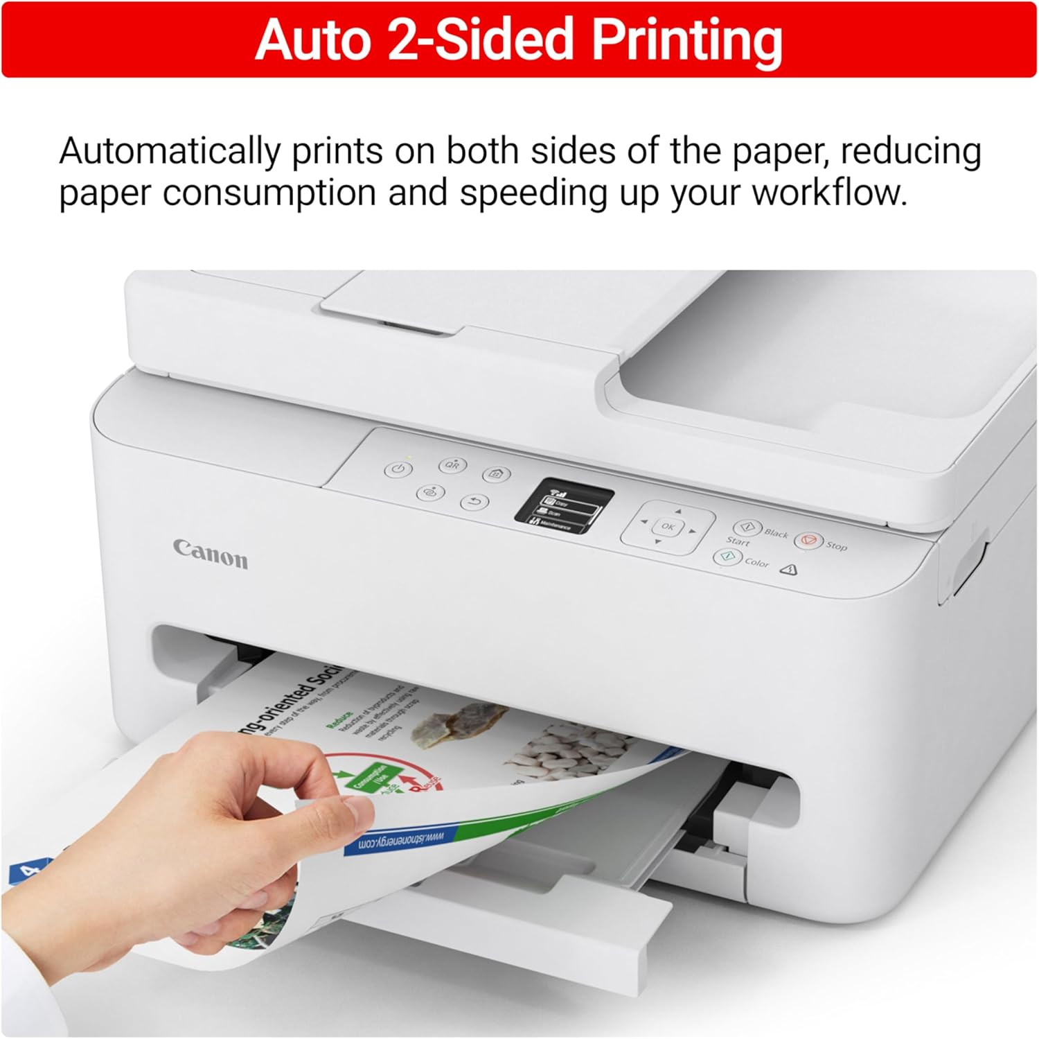 Canon PIXMA TR7120 Wireless Color Inkjet Printer for Duplex Printing, White – Home Printer with Copier/Scanner, Auto Document Feeder, Compact Design, Intuitive Control Panel