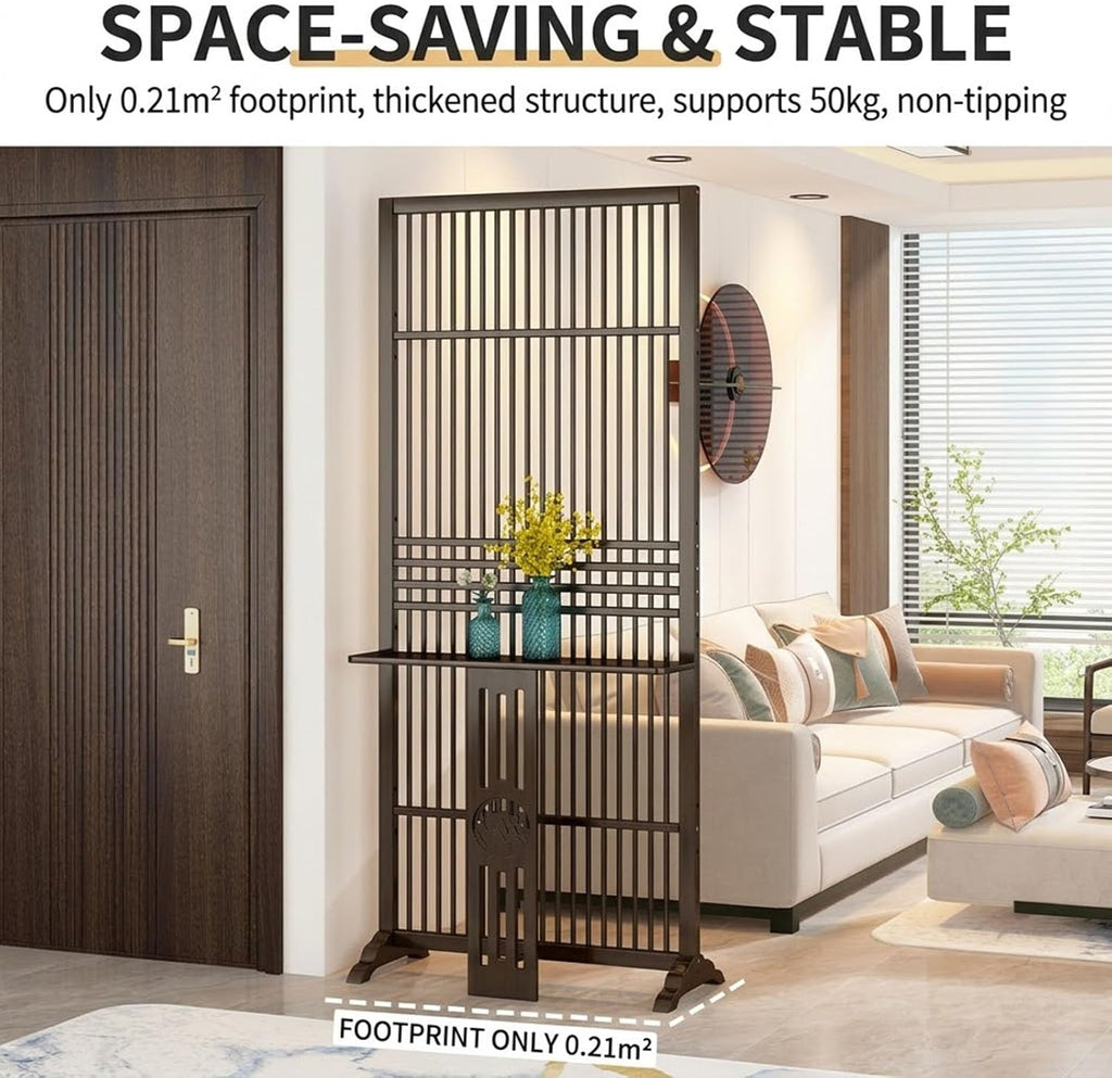 Floor to Ceiling Room Divider, Privacy Screen Room partition Post with Storage Space, Solid Wood, for Teahouse Coffee Shop Hotel Studio(Walnut,72x28.3in)