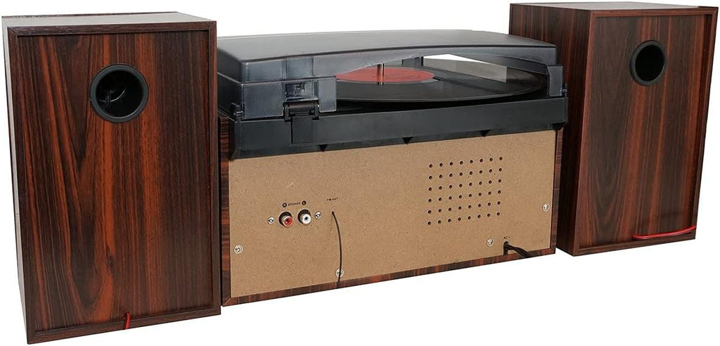 Boytone BT-28SPM, Bluetooth Classic Style Record Player Turntable with AM/FM Radio, CD / Cassette Player, 2 Separate Stereo Speakers