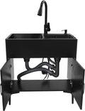Laundry Sink with Cabinet, Stainless Steel Sink Laundry Tub with Faucet Heavy Duty Slop Freestanding Utility Sink for Washing Room Basement Garage Shop Single-Bowl (Black, 29.5 * 16.1 * 30.7in)