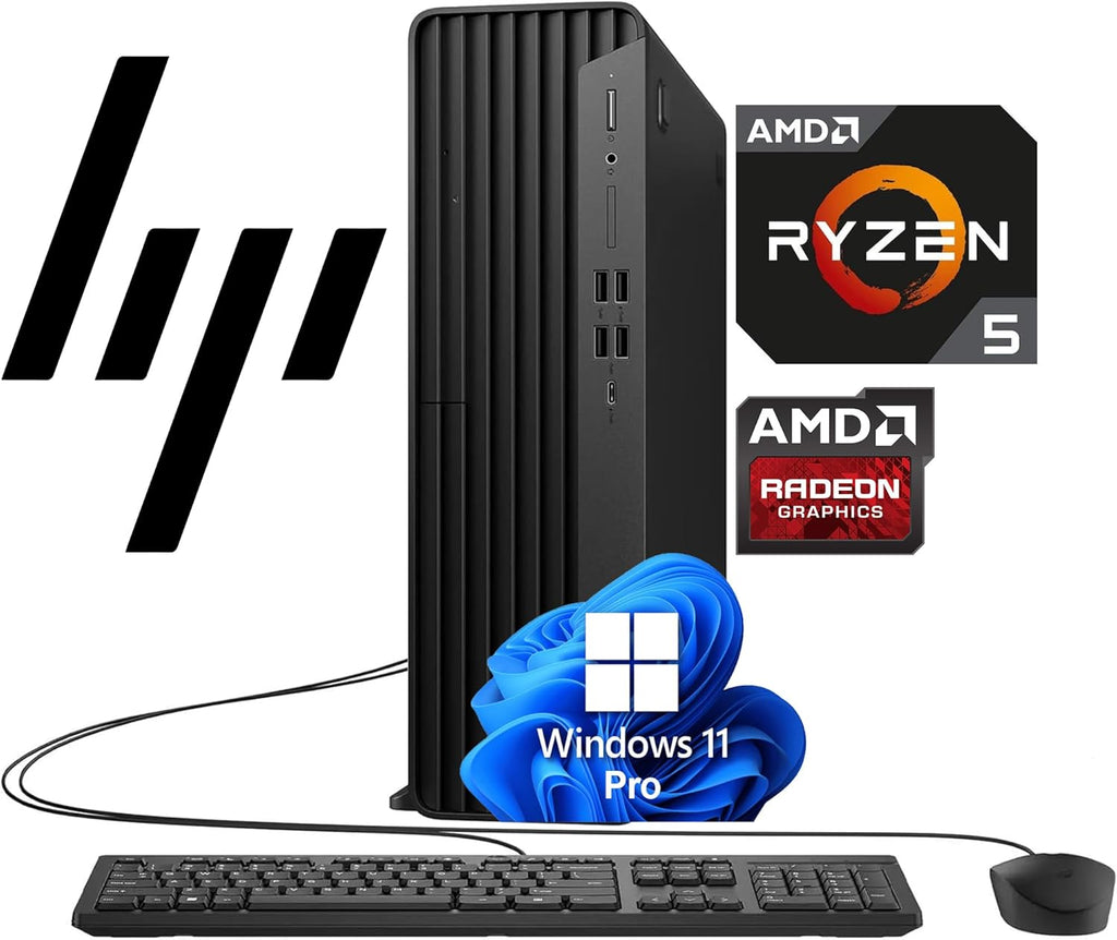 HP Desktop Computer Elite SFF G9| 6-core 5GHz Ryzen-5 Processor(1.3 Times Faster Than Intel i7-1255U) | 16GB DDR5 RAM, 512GB SSD| WiFi| Bluetooth| HDMI, USB, RJ-45| Windows 11 Pro| W/Wired KB & Mouse