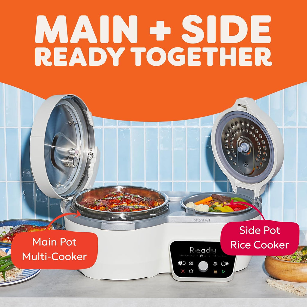 Instant Pot Dual Action 8‑in‑1 Multi-Cooker with Serve Together™ Smart Timing, 4Qt Pressure Cooker & 2Qt Rice Cooker, Cook Mains & Sides Together, Fast Cooking, PFAS-Free Pot*, Sauté, Slow Cook & More