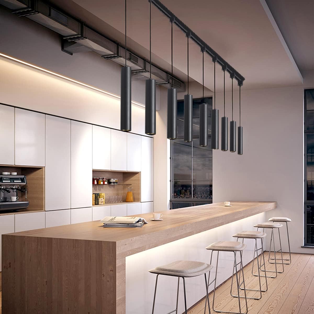 Modern Led Pendant Lights 3 Pack  . Island Pendant Lighting for Kitchen, Dining Room, Bar Shop, 9w,4000k,CRI90, Beam Angle 24° (Black Housing 4000K Color)……