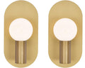 Modern Wall Sconce Set of 2, Mid Century Sconces Wall Light, Brushed Gold Wall Lighting Fixtures, Oval Stylish Wall Mount Lamp Decor for Bathroom Mirror Vanity, Living Room, Bedroom, Hallway