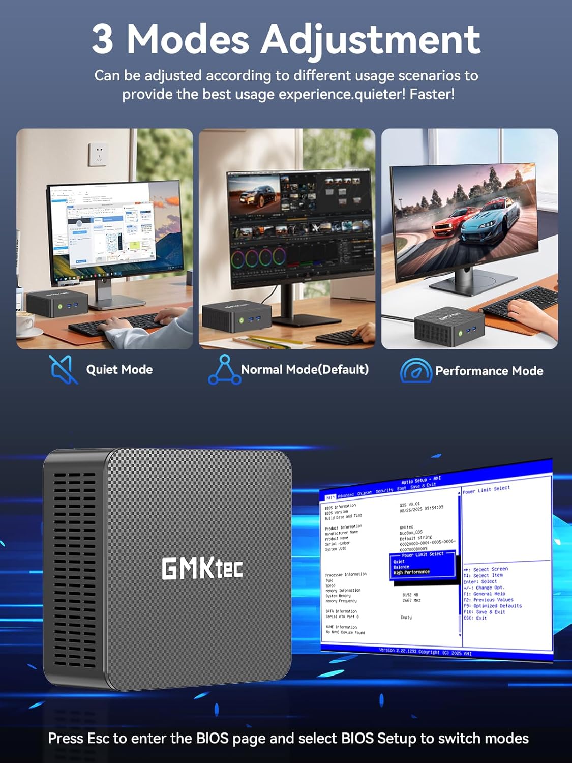 GMKtec Mini PC N95 (Beats N100, 3.4GHz) 8GB RAM 256GB M.2 SSD Mini Desktop Computer with VESA Mount for Office Home Business HTPC Proxmox, Dual 4K Display, WiFi 5, Gigabit Ethernet G3S