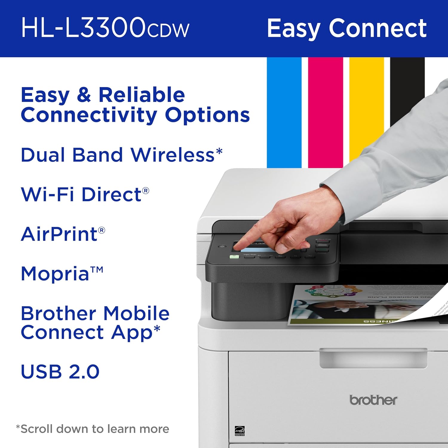 Brother HL-L3300CDW Wireless Digital Color Multi-Function Laser Printer, Copy & Scan, Duplex, Mobile | Includes 2 Month Refresh Subscription Trial ¹ Amazon Dash Replenishment Ready (Renewed Premium)