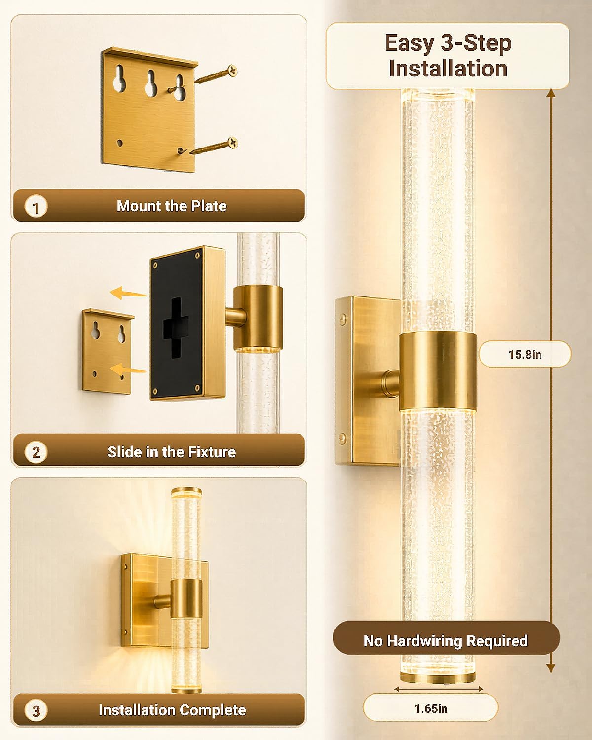 Wall Sconces Set of Two,Guwikou Battery Operated Wall Sconce with 16000mAh Large Capacity,Smart Auto-Off,Rechargeable Wall Lights with 30ft Control rang for Bedroom, Living Room,Bathroom,15.8- Inch
