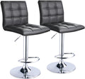 Leopard Modern Square PU Leather Adjustable Bar Stools with Back, Square Back Bar Stools Set of 2, Bar Height Swivel Barstools for Kitchen Counter (Black)