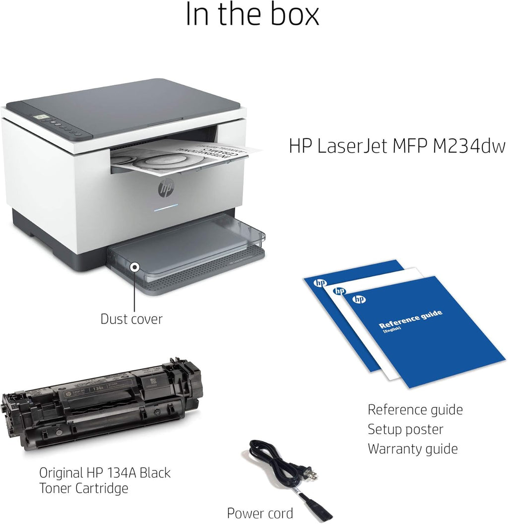HP LaserJet MFP M234dw Wireless Monochrome All-in-One Printer Scanner, Copier, Fax, Bluetooth, Wifi, USB, Ethernet Connectivity, Instant Ink ready Ideal for Small Businesses and Home Offices (Renewed)